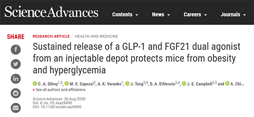 GLP1-ELP和ELP-FGF21协同治疗具有减肥作用 尊时凯龙