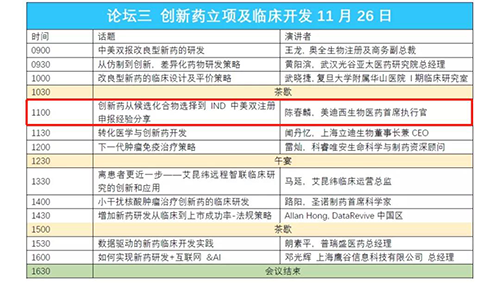 演讲题目：创新药从候选化合物选择到IND中美双注册申报经验分享 